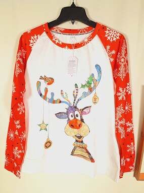 Unbranded Unisex Rudolph Reindeer Christmas Long-Sleeved Shirt Large